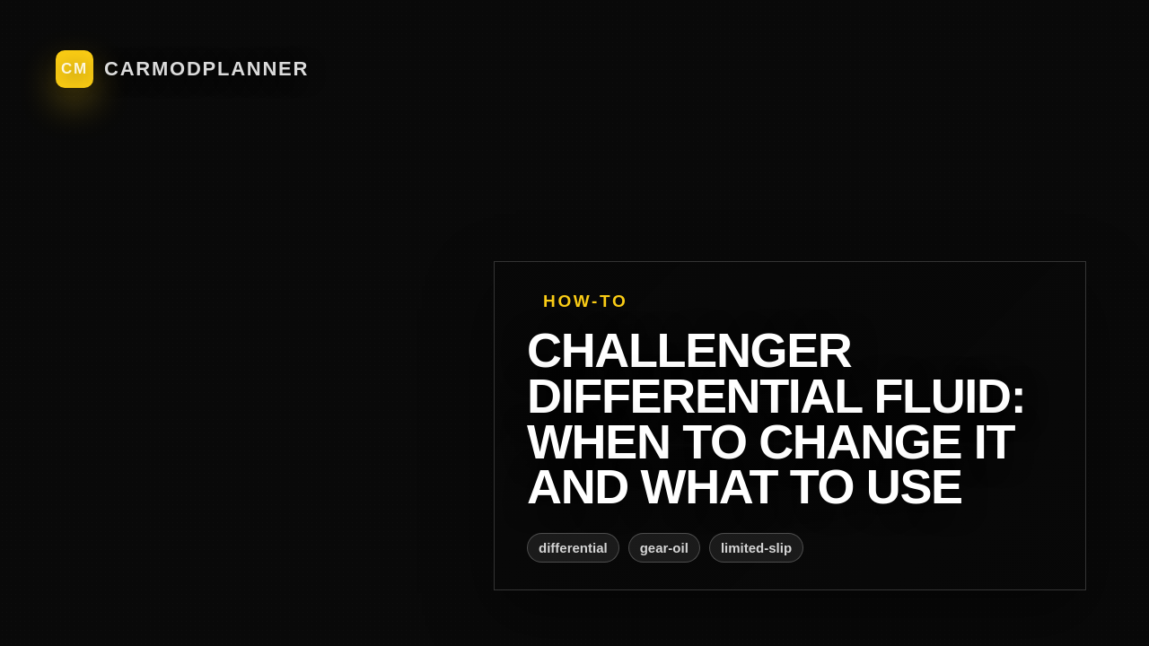 Challenger Differential Fluid: When to Change It and What to Use
