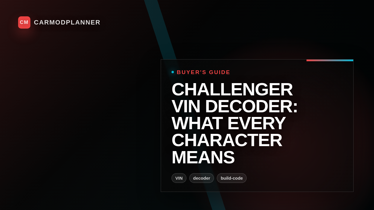 Challenger VIN Decoder: What Every Character Means