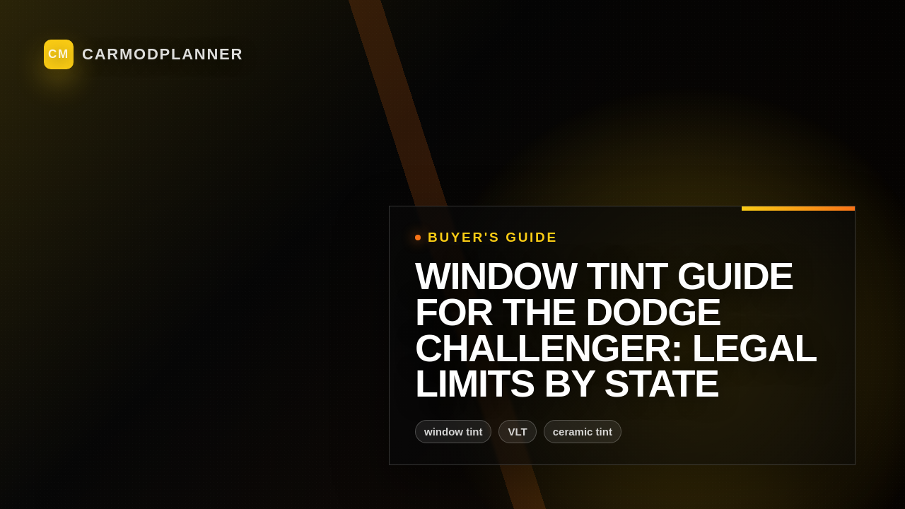 Window Tint Guide for the Dodge Challenger: Legal Limits by State