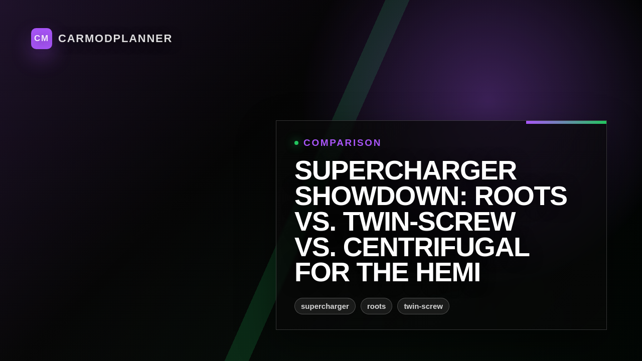 Supercharger Showdown: Roots vs. Twin-Screw vs. Centrifugal for the HEMI